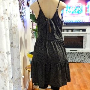 Sleeveless Black Leopard Tiered Summer Dress with Back Tie